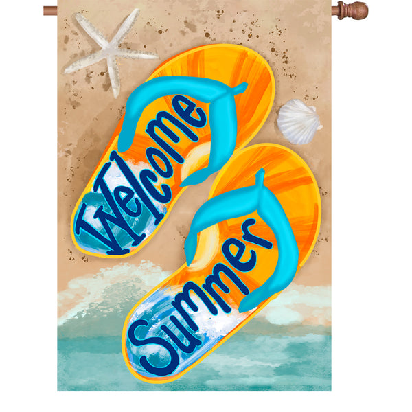 28 in. Flag - Summer Welcome Flip Flops