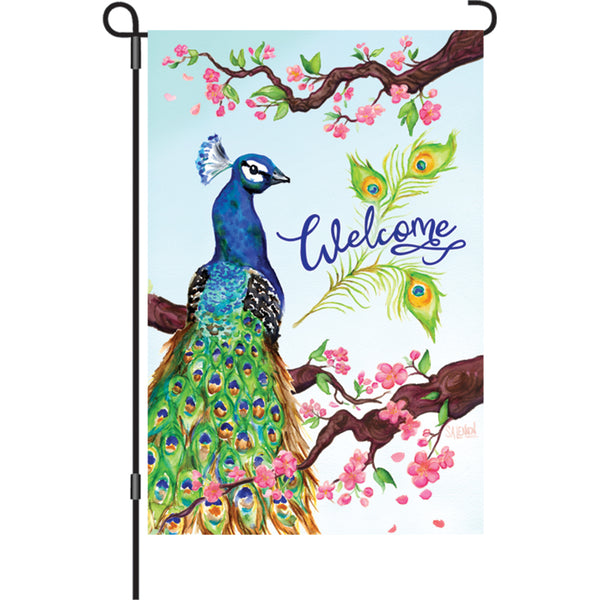 12 in. Flag - Welcome Peacock