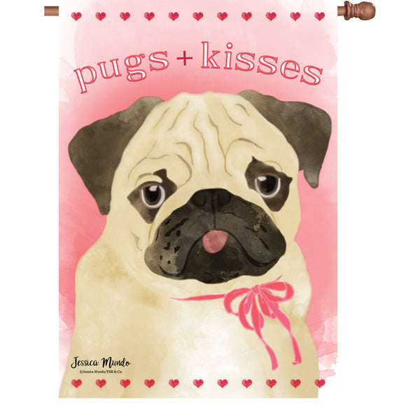 28 in. Flag - Pugs & Kisses