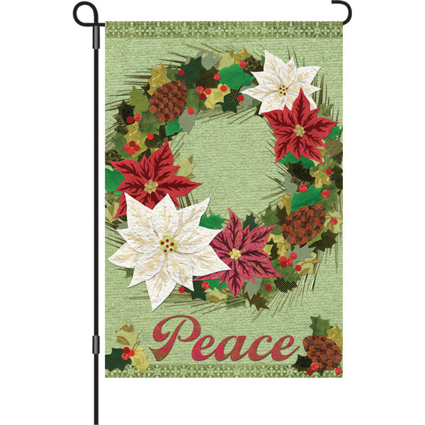 12 in. Flag - Poinsettia Wreath