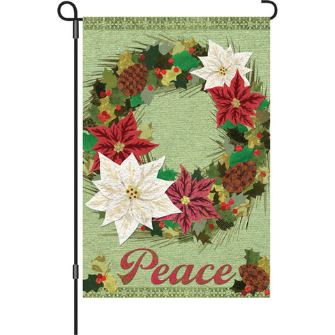 12 in. Flag - Poinsettia Wreath