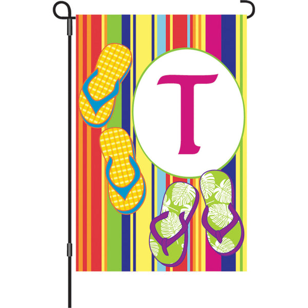12 in. Summer  Monogram Flag - T