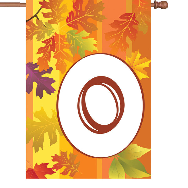 28 in. Fall Monogram Flag - O