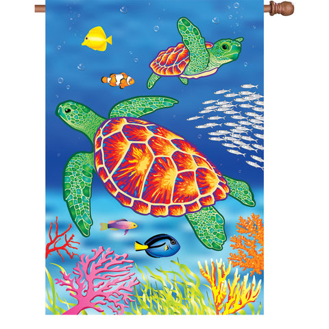 36 in. Elite Oversized House Flag - Sea Turtles