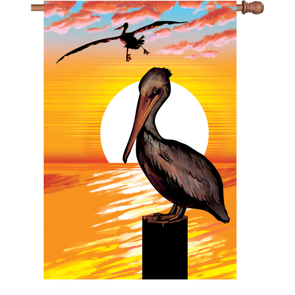 36 in. Elite Oversized House Flag - Pelican Silhoutte
