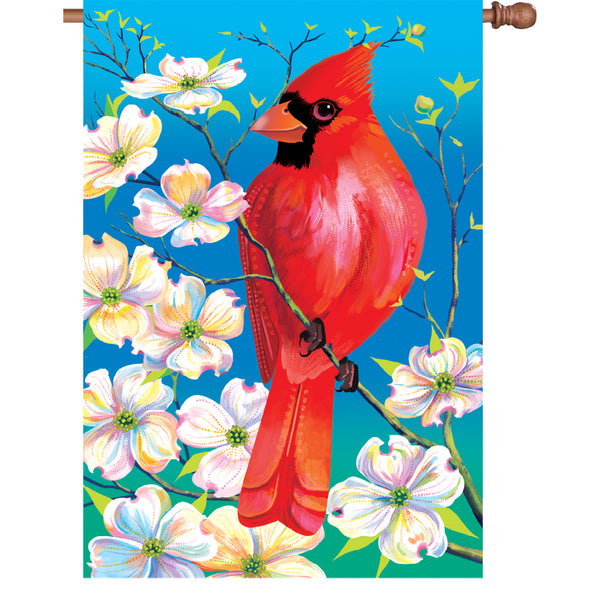 36 in. Elite Oversized House Flag - Cardinal and Dogwood