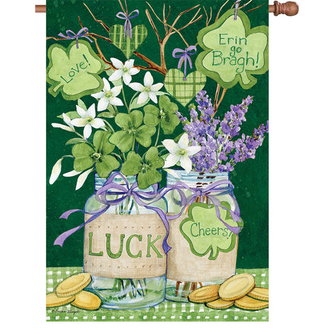 13 in. Elite Oversized Garden Flag - Shamrock Jars