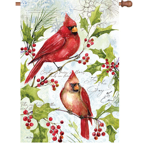 13 in. Elite Oversized Garden Flag - Holly Cardinals