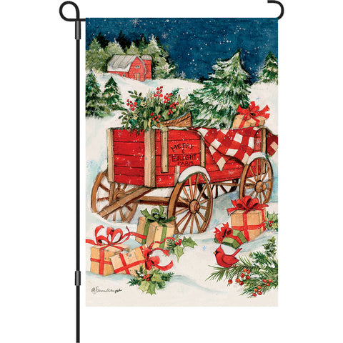 13 in. Elite Oversized Garden Flag - Christmas Wagon