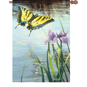 28 in. Flag - Swallowtail And Iris