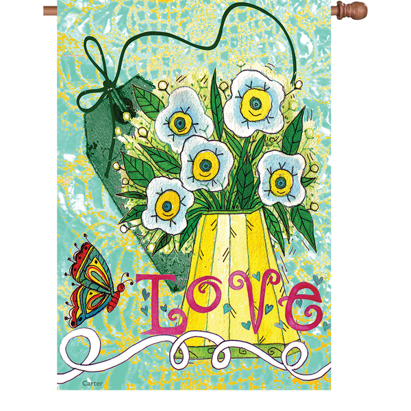 28 in. Flag - Love Makes Me Happy