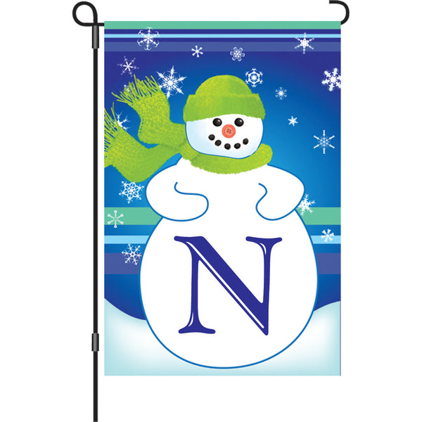 12 in. Winter Monogram Flag - N