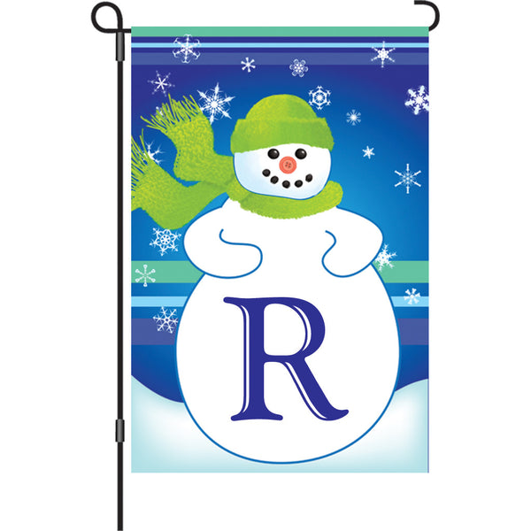 12 in. Winter Monogram Flag - R