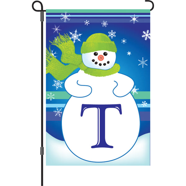 12 in. Winter Monogram Flag - V