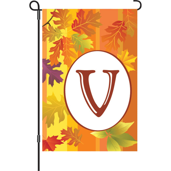 12 in. Fall Monogram Flag - V