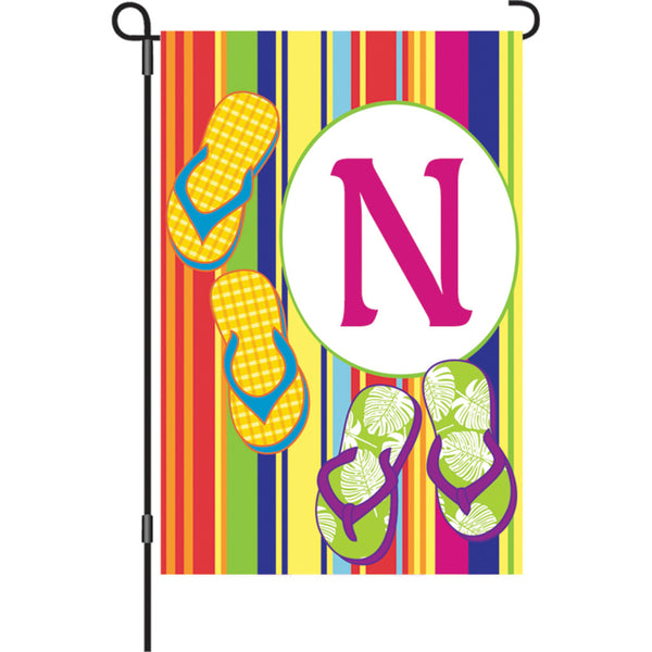 12 in. Summer  Monogram Flag - N