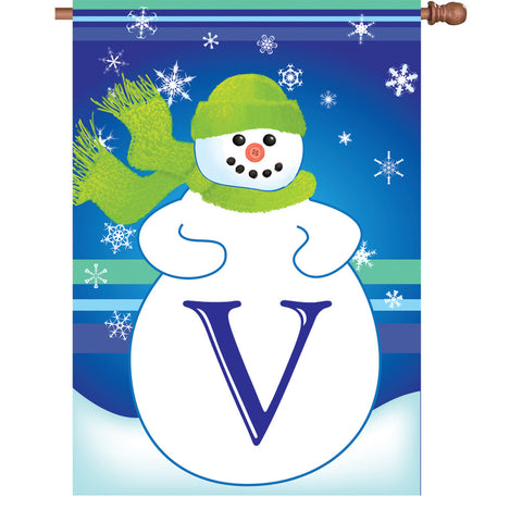 28 in. Winter Monogram Flag - V