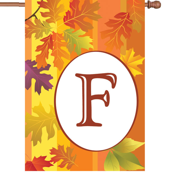 28 in. Fall Monogram Flag - F