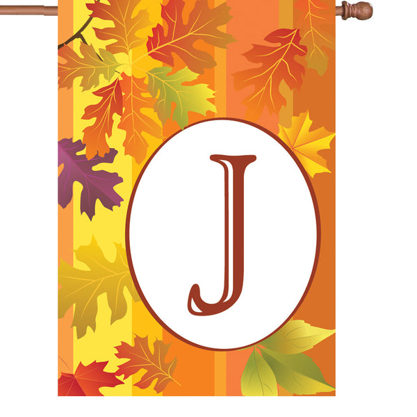 28 in. Fall Monogram Flag - J