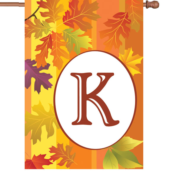 28 in. Fall Monogram Flag - K