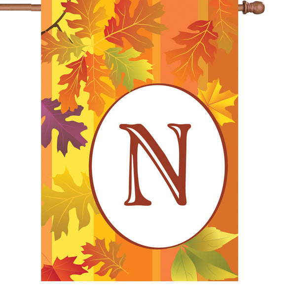 28 in. Fall Monogram Flag - N