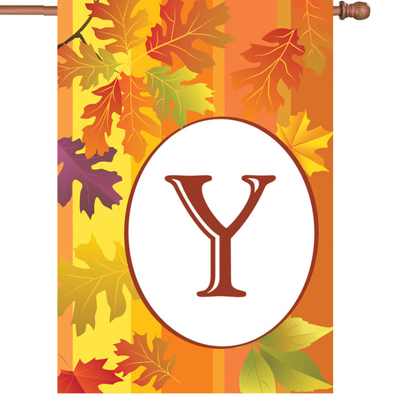 28 in. Fall Monogram Flag - Y