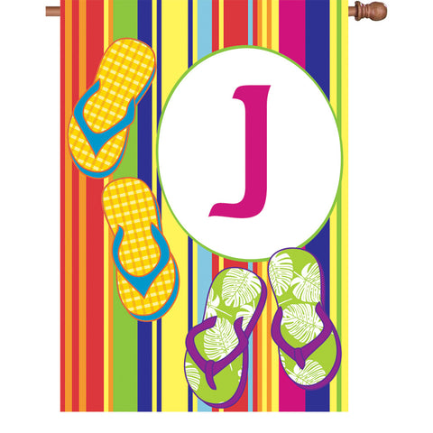 28 in. Summer Monogram Flag - J