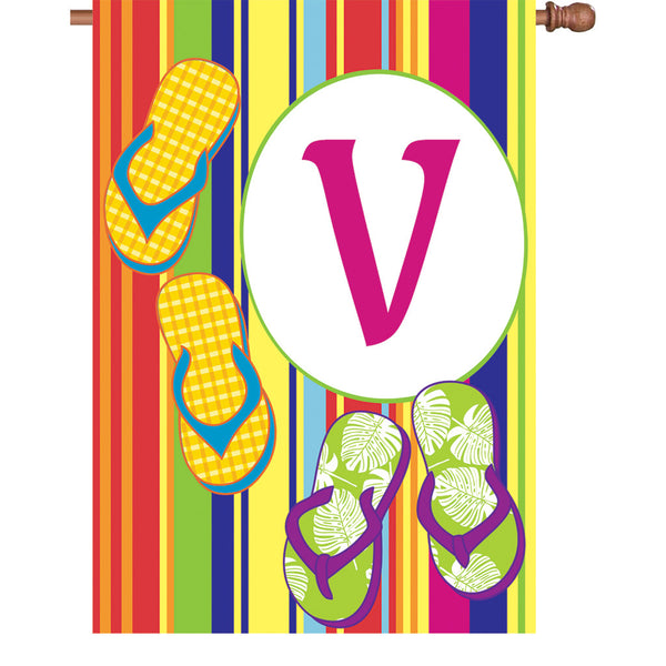 28 in. Summer Monogram Flag - V