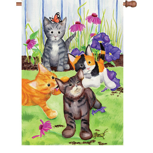 28 in. Flag - Kitten Flowerbed