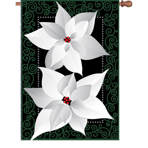 28 in. Flag - Silver Poinsettia