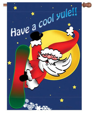 28 in. Flag - Snowboarding Santa