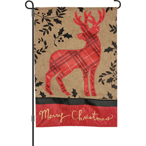 12 in. Flag - Rustic Holiday Deer