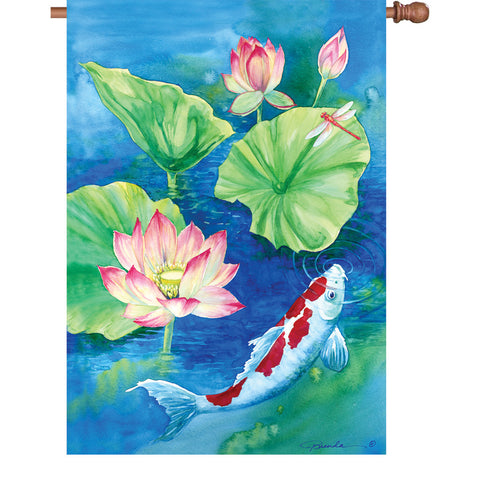 28 in. Flag - Lotus Koi