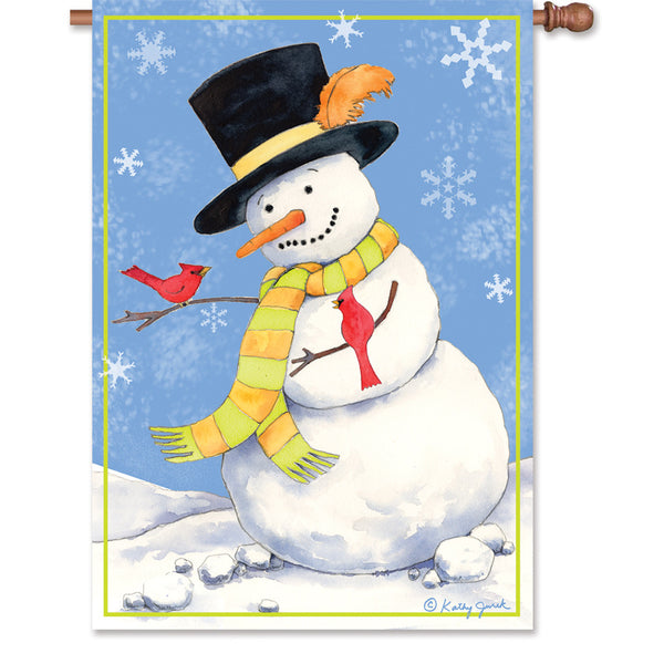 28 in. Flag - Snowman Cardinals