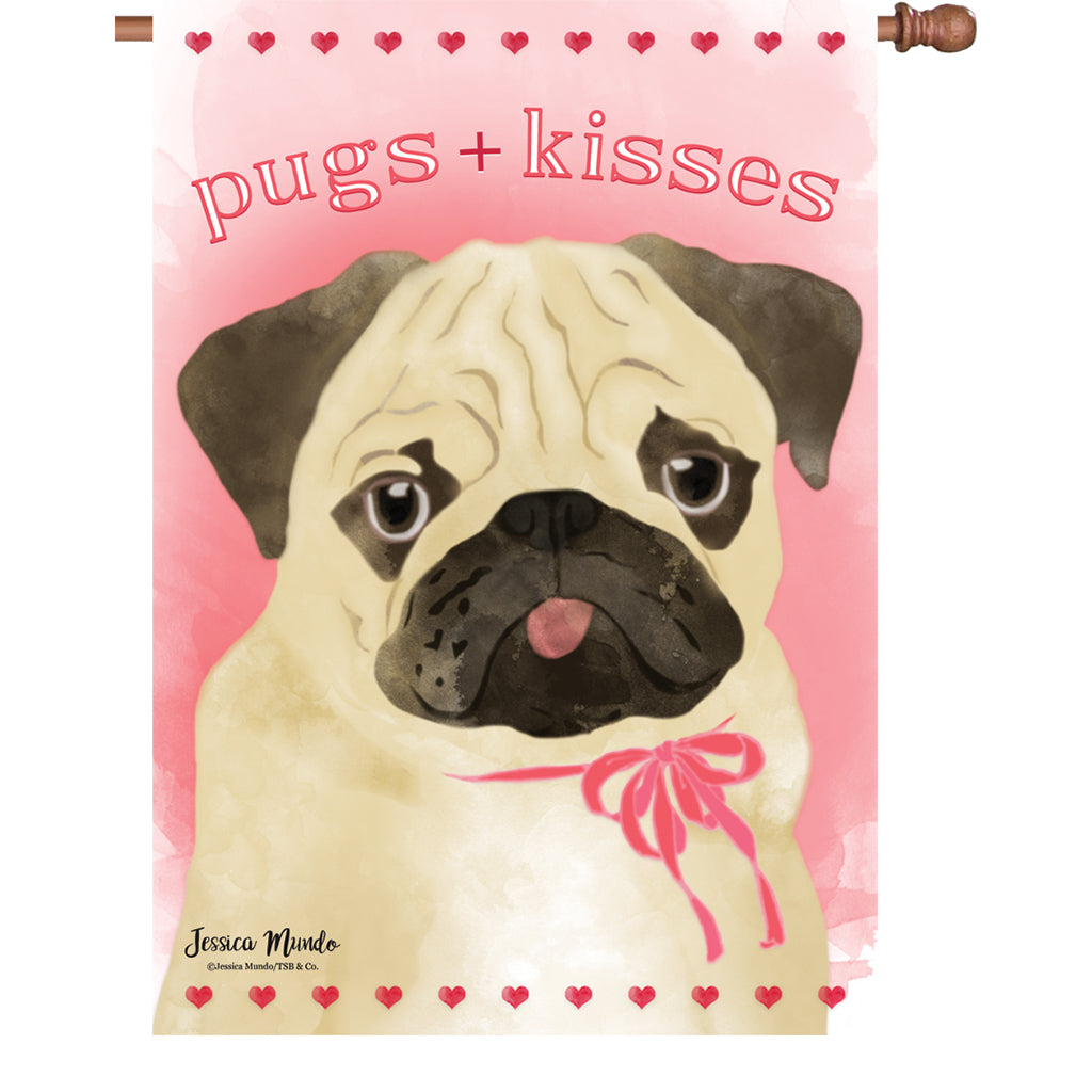 28 in. Flag - Pugs & Kisses