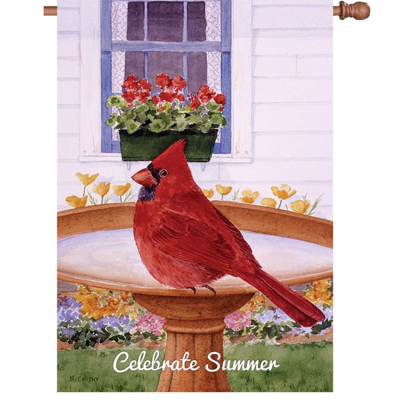 28 in. Flag - Cardinal and Geraniums