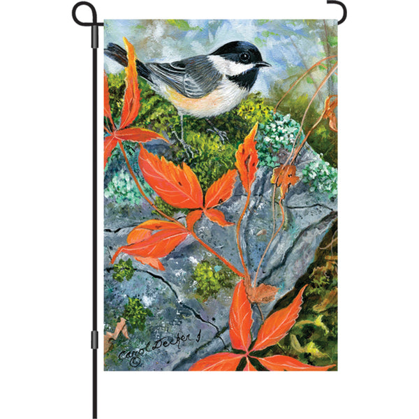 12 in. Flag - Virginia Creeper Chickadee